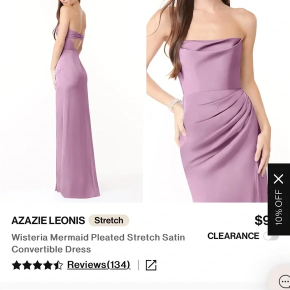 Azazie Strapless Satin Dress in Purple - Picture 4 of 7